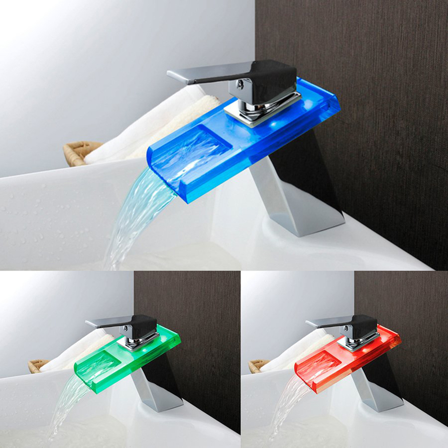 LED Glass Multiple Color Changing Bathroom Sink Faucet Installation